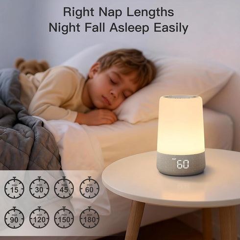REACHER Sleep Trainer Alarm Clock for Kids, Night Light, White Noise Machine and OK to Wake Clock for Toddlers at Home