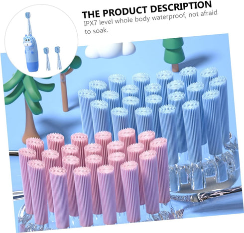 Set Boy Girl's Sonic Electric Toothbrush Frequency Soft Bristles for Tender Gums Colorful Light Feature Toothbrush Kit