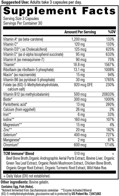 Ancient Nutrition Multivitamin for Immune Support, 21 Vitamins and Minerals with Vitamin D & C, 90 Capsules
