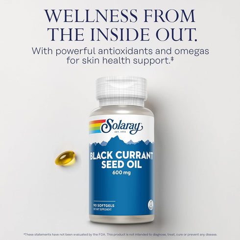 Black Currant Seed Oil 600 mg, SOLARAY, Skin Health Support, 90 Serv, 90 Softgels