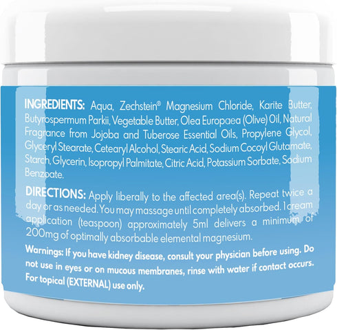 VAL Lombardi Transdermal Magnesium Cream, 4oz (Jojoba Tuberose) for Pain Relief