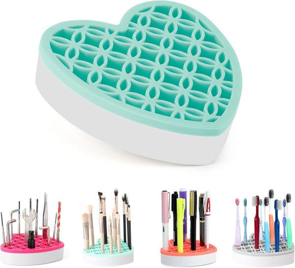Silicone Makeup Brush Holder, Cosmetic Organizer, Pen Holder for Desk, Beauty Tool, Brushes, Scissors (Blue)