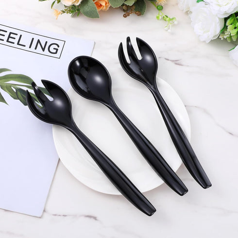 Leooomap 32-Piece Pack Set, 16 16 9.8-Inch of Large Plastic Spoons and Forks Spoons & Forks, Durable PP Cutlery