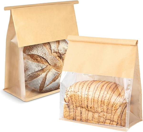 Roppolo 50 Pcs 8.6 Inch Bread Bags with Tin Tie, Large Loaf Bags