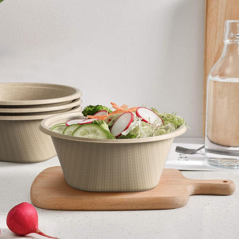 Homestockplus 32 Oz Deep Disposable Paper Bowls, 50 Pack Heavy Duty Compostable Bowls for Soup, Salad, Dessert