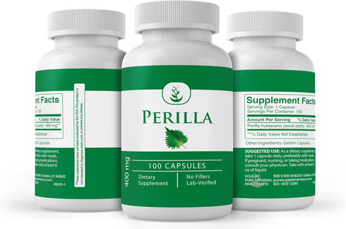 PURE ORIGINAL INGREDIENTS Perilla (100 Capsules), Always Pure, No Additives or Fillers, Lab Verified