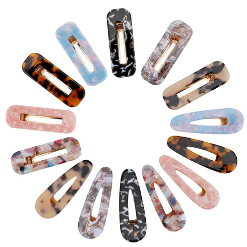 Hedume 28 Pack Acrylic Resin Hair Barrettes, Fashion Geometric Hair Clips for Women and Girls