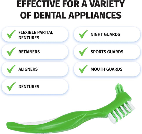 TCS Fresh Dental Appliance Cleaning Soft Bristle Toothbrush, Ergonomic Handle, 6 Pack - Denture Cleaner Brush for