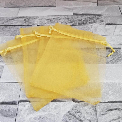 4x6 Inch Organza Gift Bags with Drawstring for Jewelry, Candy, Set of 100 Gold Sachet, Sheer Fabric Mesh Tie Sack for