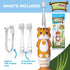 brush-baby WildOnes Kids Electric Toothbrush, Rechargeable, 1 Handle, 3 Brush Heads, USB Charging, Ages 0-10 (Tiger)