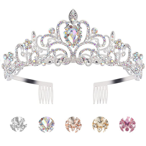 Tiaras & Crowns - Crystal AB Rhinestone Princess Tiara for Women and Girls, Birthday Crown