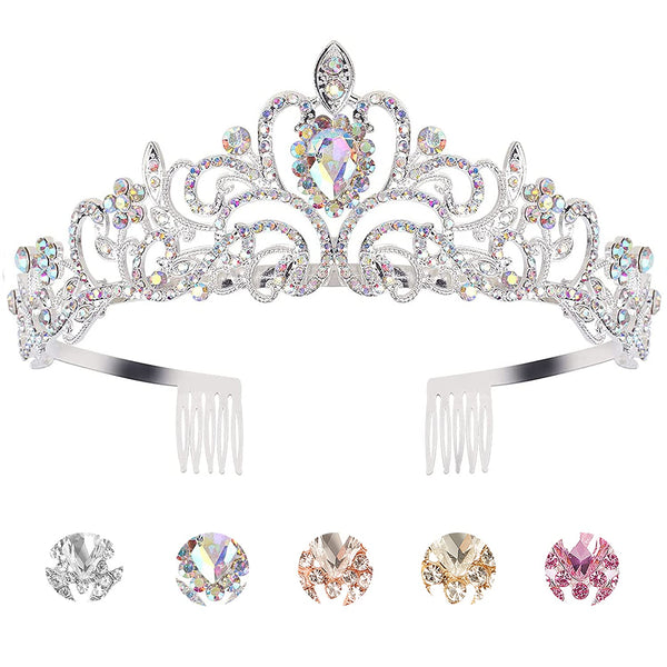 Tiaras & Crowns - Crystal AB Rhinestone Princess Tiara for Women and Girls, Birthday Crown