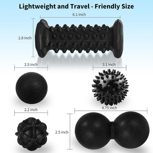 QLDT 5 1 Set,Foot Massage Ball & Foot Roller in Massager Roller-Lacrosse,Peanut,Spiky,Hand Exercise Massage Ball