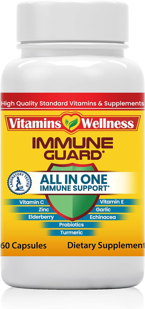 Immune Support Supplement - Made in USA Elderberry Immune Guard with Zinc, Vitamin C, 60 Count