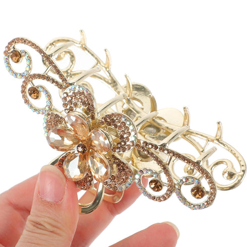 Rhinestone Hair Claw Clips, Vintage Alloy Fancy Jaw Clips for Large Hair Accessories