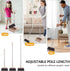 Set 1-Pack Broom and Dustpan with Long Handle, Light Weight Stainless Steel Poles Stand Upright Dustpans with Broom