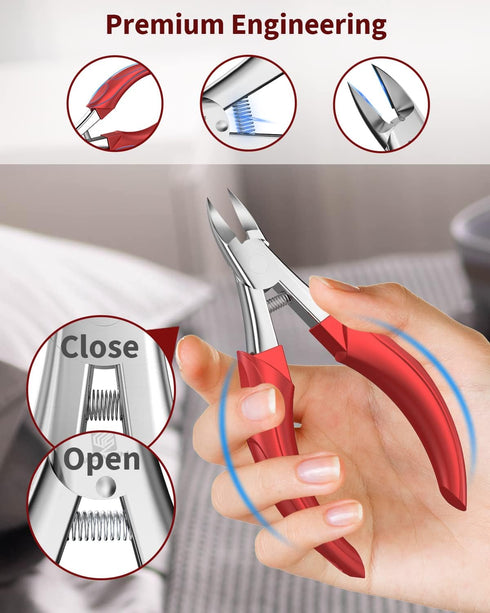 Toenail Clippers for Thick Nails – Podiatrist Nail Clippers with Surgical Stainless Steel Sharp Curved Blades