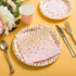 HOMIX 175Pcs 25 Pink and Gold Party Supplies, Disposable Gold Dots on Pink Paper Plates Cups and Napkins, Gold Plastic