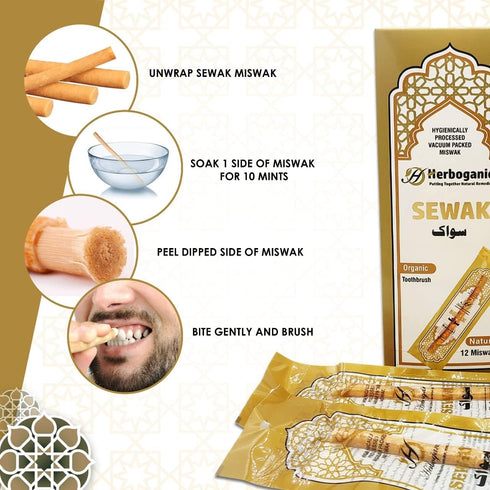 Natural Miswak, All Natural Traditional Tooth Brush for Oral Health, Hygiene, Fresh Breath, Vacuum Sealed (Pack of 12)