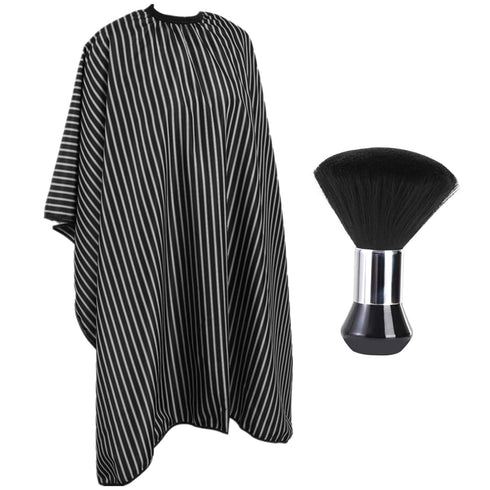 Professional Hair Cutting Cape with Neck Duster Brush, Large Size Salon Cape for Men, Women, Kids (Black Stripes)