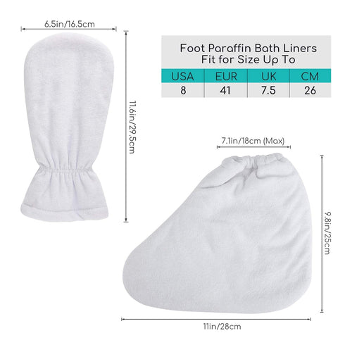 Segbeauty Paraffin Bath Mitts, Thick Snug Elastic Opening Wax Glove and Bootie with Double Terry Clothes for Heat