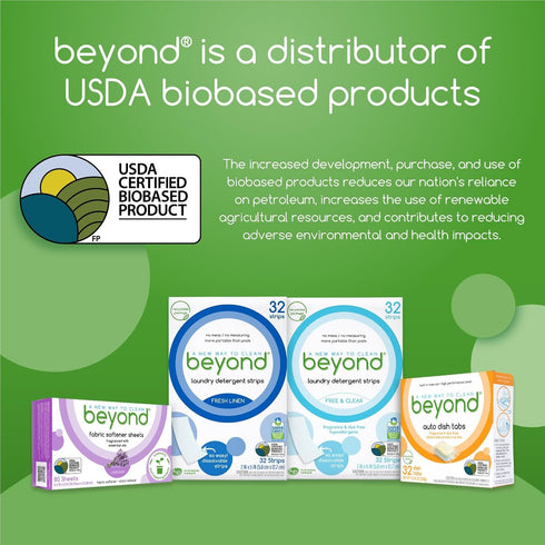 Beyond Laundry Detergent Strips - Fresh Linen, Eco-friendly, Hypoallergenic, 32 Dissolvable Strips
