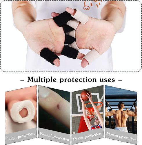 20 PCS Finger Sleeves Protectors, Elastic Thumb Brace Support for Pain Relief, Black and Light Skin Tone