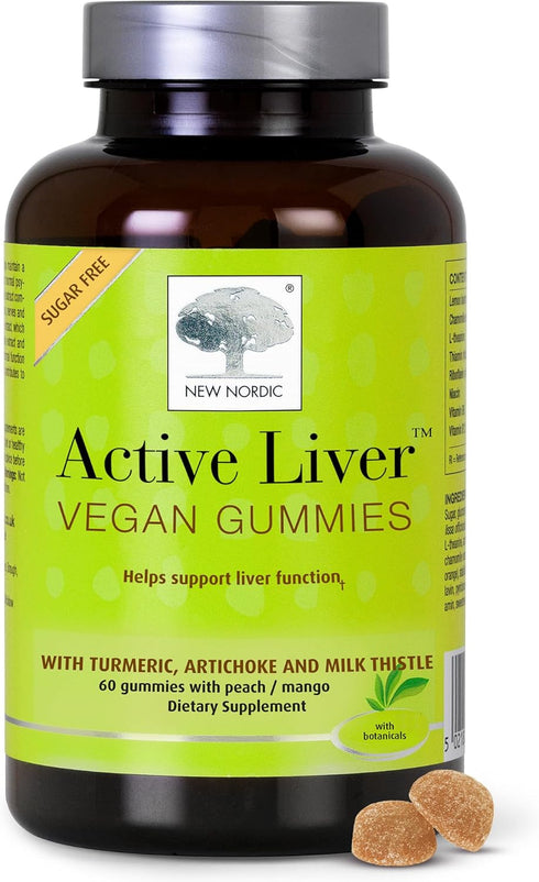NEW NORDIC Active Liver Gummies | Milk Thistle, Artichoke & Turmeric | Sugar Free, Gluten Free & Vegan | 60 Count