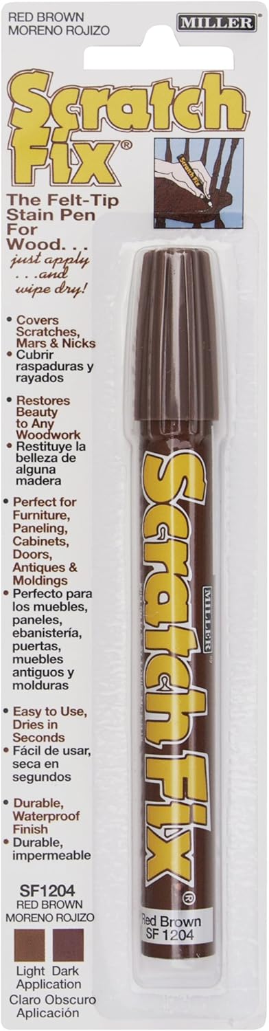 Miller SF1204 Wood Stain Scratch Fix Pen - Red Brown Wood Repair Marker