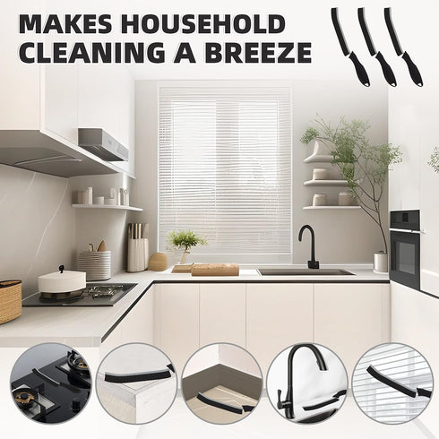 3 Pcs Hard Bristle Cleaning Brush Set, Grout Scrub Brush for Tile Crevice, Bathroom Kitchen Gap Cleaning Tools (Black)
