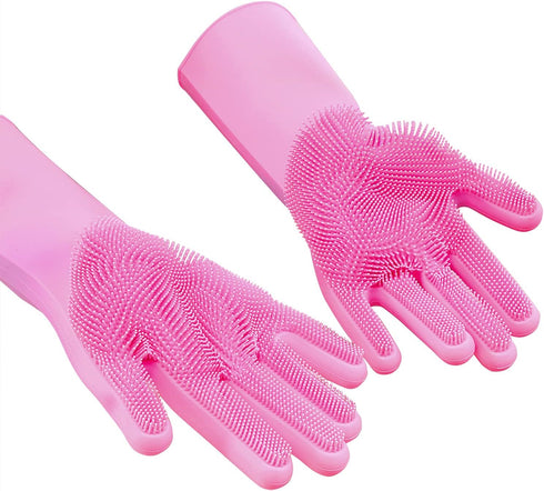 Angel Wings Magic Dish Washing Gloves, Silicone Reusable Cleaning Gloves with Scrubber for Household Use