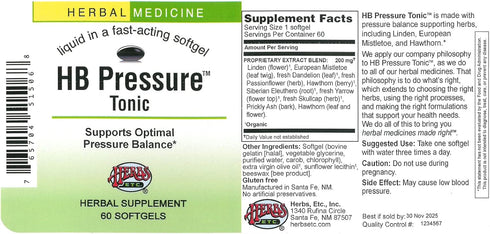 HB Pressure Tonic Herbs Etc, 60 Softgel