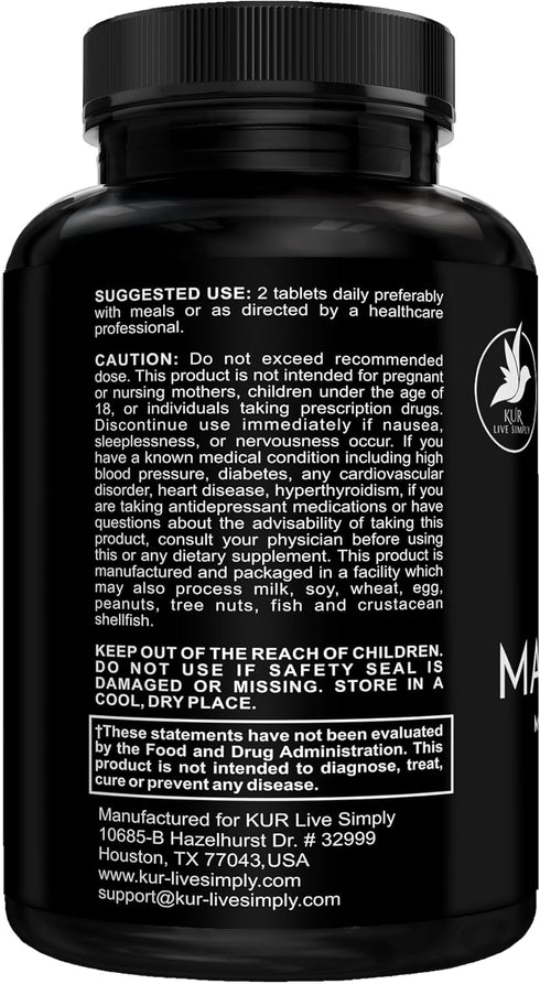 KUR Live Simply 60 Masculino Male Enhancing Supplement Natural Male Enhancement & Enlargement Tablets Supports Blood