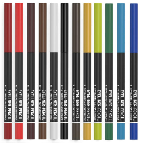 KAIQIKAIXI 12 Kinds of Color Eyeliner Pen, Eyebrow Pen, Eye Shadow Pencil, Lip Line Pen, Makeup Set Tool