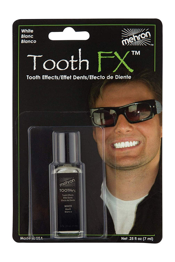 Mehron Makeup Tooth FX with Brush, Special Effects for Halloween & Movies, 0.25 oz, White