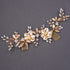 Wedding Gold Rhinestones Hair Comb, Dainty Flower Leaf Crystal Pearls Hair Comb Bridal Headband Hair Accessories for