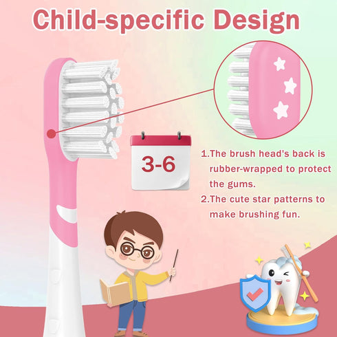 Kids Toothbrush Heads, 8 Pack Green & Pink, Compatible with Electric Philips Sonicare Handle for Ages 3-7