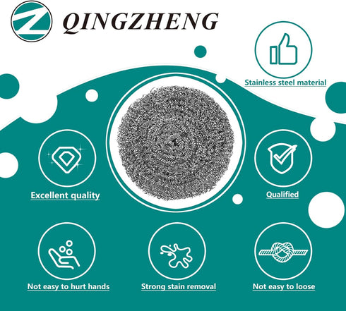 Stainless Steel Scourer Kitchen and Household, Steel Cleaning Dishes, Middle Size Scrubbers (6Pcs*25g)
