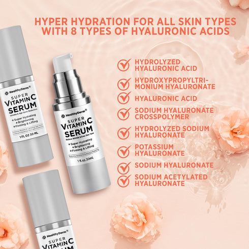 Super Vitamin C Serum for Women Over 70 - Hydrating, Lifting, Face Wrinkle & Age Spots Reduction