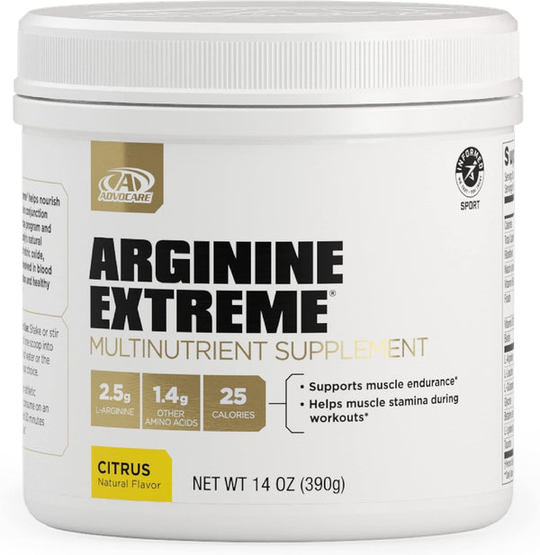 AdvoCare Arginine Extreme Multinutrient Supplement - 14 oz Citrus Pre-Workout Amino Acids for Stamina & Endurance