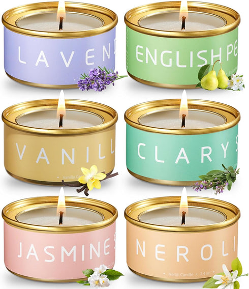 Floral Scented Candles Gift Set, Natural Beeswax with Essential Oils, Holiday Aromatherapy
