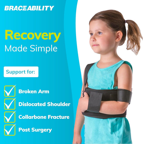 Immobilizer (20" 30" BraceAbility Pediatric Shoulder | Child Size Arm Sling Stabilizer for Broken Collarbone & Shoulder