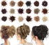 Tousled Updo Messy Bun Hair Piece, Synthetic Wavy Extension Ponytail with Elastic Rubber Band for Women-33#