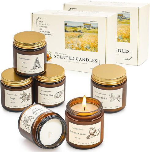 Scented Candles Gift Set for Home, 12 Pack Aromatherapy Soy Candles, 6