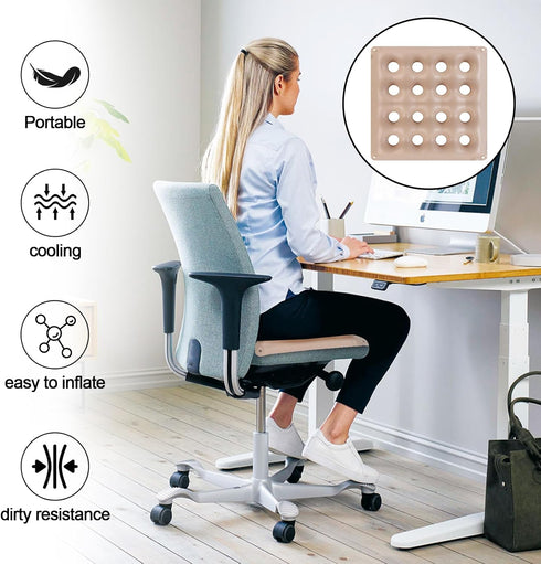 LOEKEAH 2-Pack 2 Inflatable Seat Cushions, Pressure Relief Waffle Cushion, Ideal for Long Sitting, Office Chairs, Car