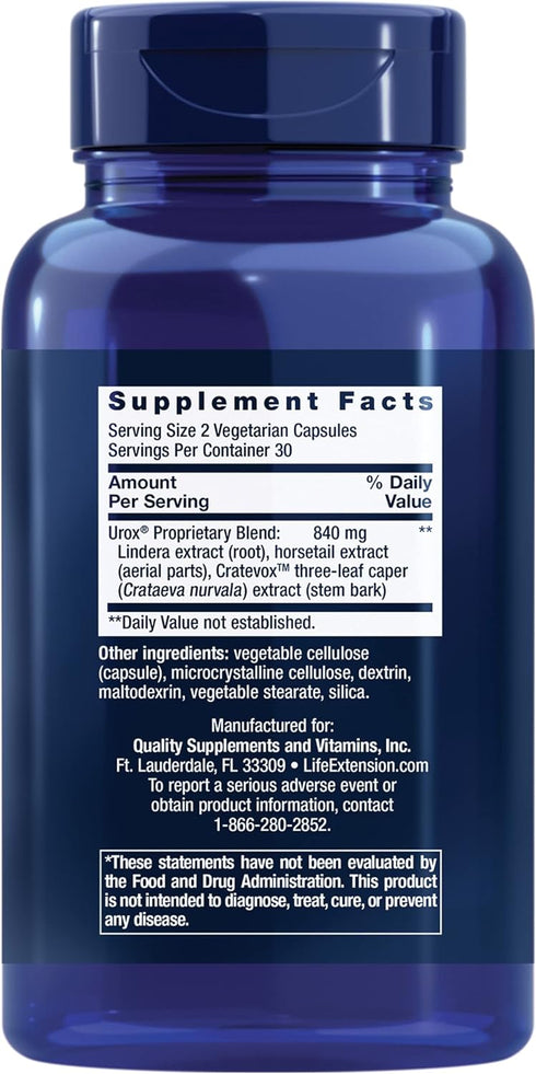 Life Extension Women's Bladder Support – for Bladder Health and Normal Urinary Frequency – Horsetail, Lindera and Three-Leaf Caper Extracts – Non-GMO – Gluten Free — 60 Vegetarian Capsules