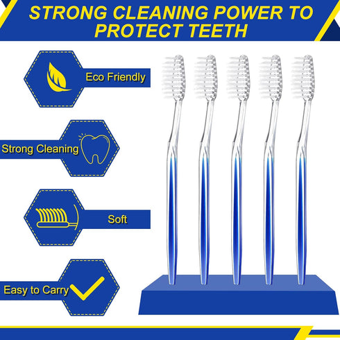 Patelai 100 Pcs Individually Wrapped Soft Bristle Disposable Travel Toothbrushes for Adults, Kids, Hotels (Blue)