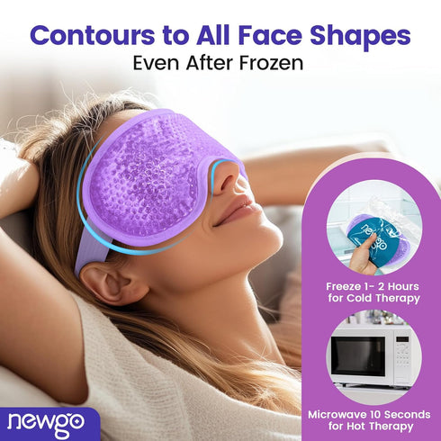 NEWGO Cooling Gel Eye Mask - Reusable Cold Pack for Puffy Eyes, Dark Circles, Stress Relief, Purple