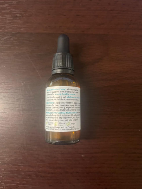 Uncle Harry's Natural Remineralization Liquid for Tooth Enamel - Fluoride-Free, Freshens Breath, 1 oz Glass Dropper