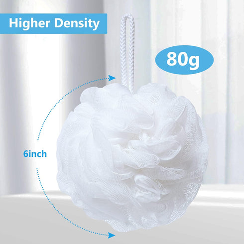 VANZAVANZU Bath Loofah, Large 80g Shower Sponge Body Scrubber Mesh Pouf for Men and Women, Set of 4